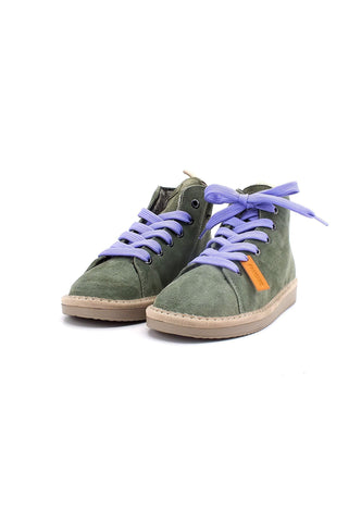 PAN CHIC Ankle Boot Sneaker Pelo Bimbo Military Green Urban Violet P01B1400200006 - Sandrini Calzature e Abbigliamento