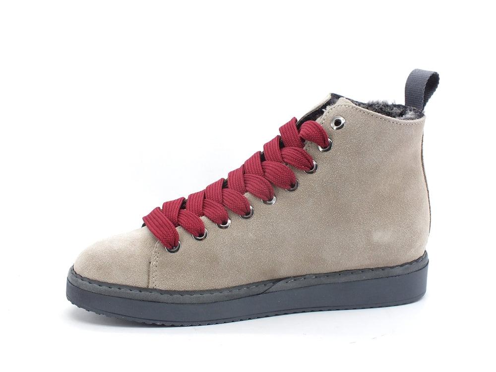 PAN CHIC Ankle Boot Suede Sneaker Pelo Dove Grey Burgundy P01W1400200006 - Sandrini Calzature e Abbigliamento