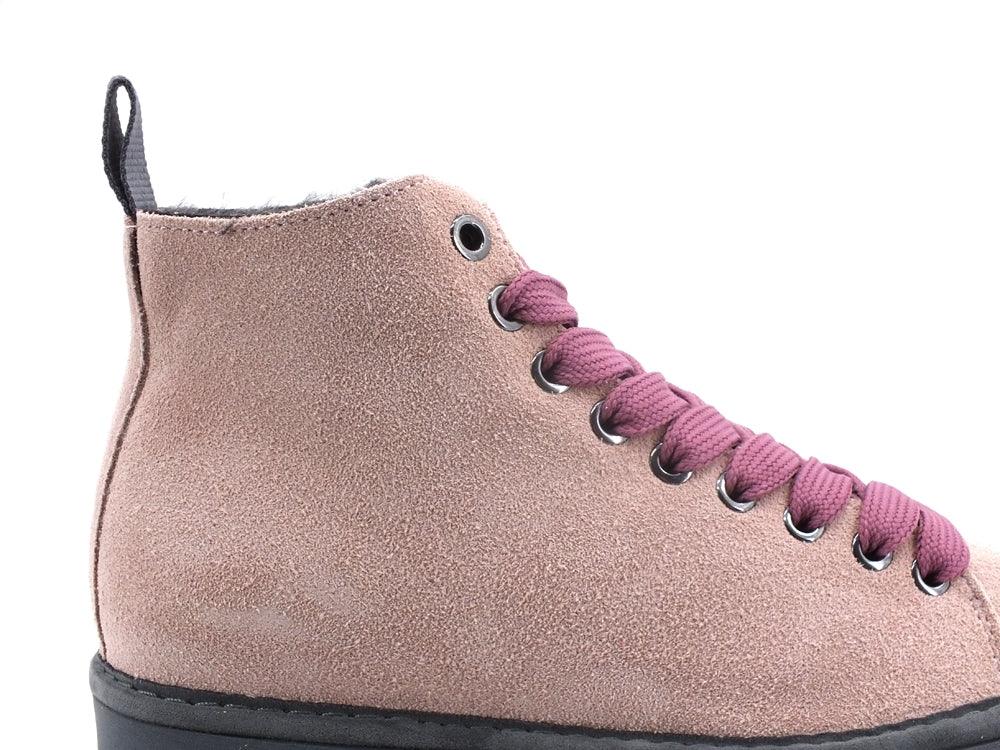 PAN CHIC Ankle Boot Suede Sneaker Pelo Powder Pink Brown Rose P01W1400200006 - Sandrini Calzature e Abbigliamento