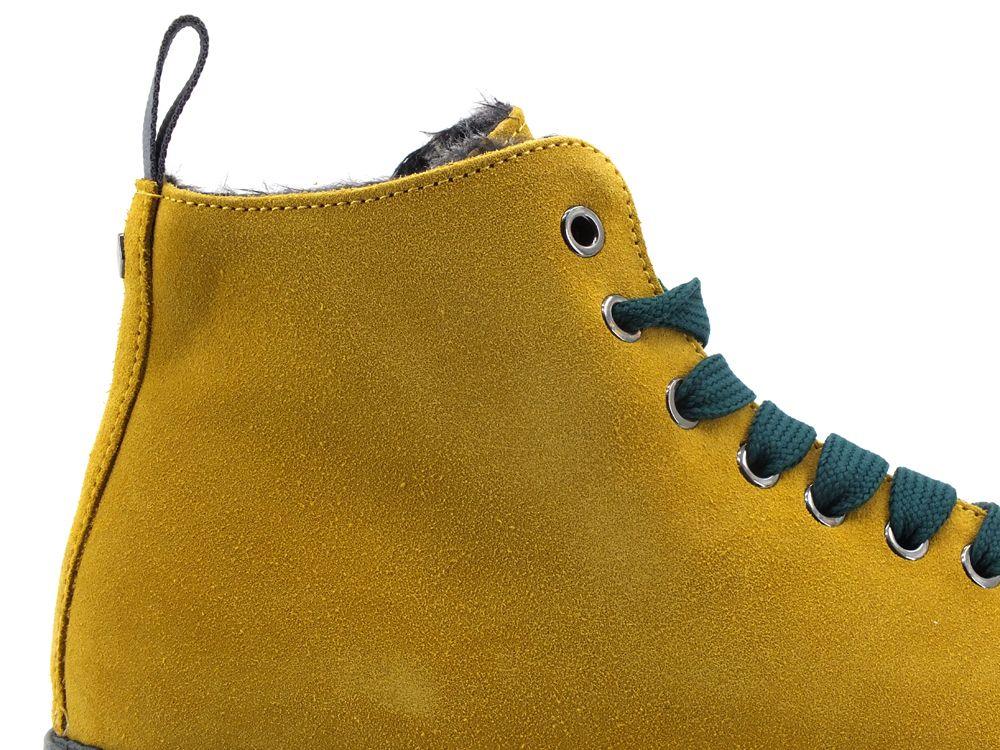 PAN CHIC Ankle Boot Suede Sneaker Pelo Yellow Petrol P01M1400200006 - Sandrini Calzature e Abbigliamento