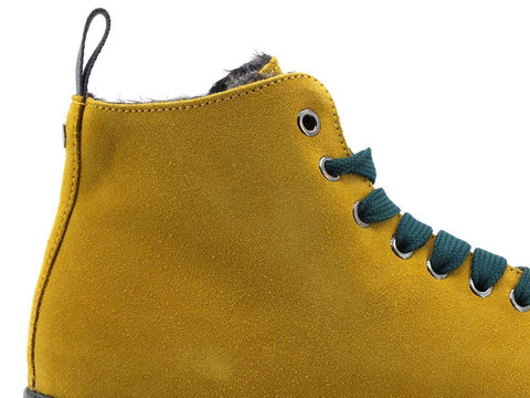PAN CHIC Ankle Boot Suede Sneaker Pelo Yellow Petrol P01M1400200006 - Sandrini Calzature e Abbigliamento