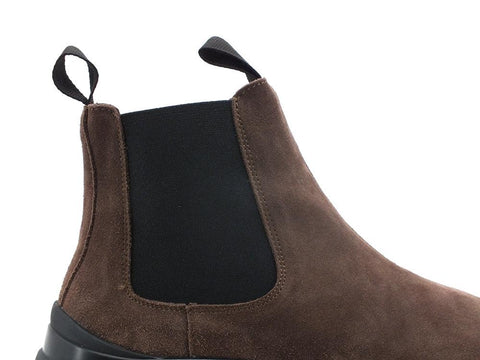 PAN CHIC Beatle Boot Suede Stivaletto Elastici Brown Black P03M1900300005 - Sandrini Calzature e Abbigliamento