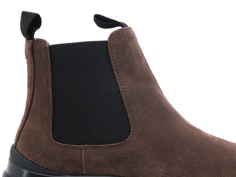 PAN CHIC Beatle Boot Suede Stivaletto Elastici Brown Black P03W1900300005 - Sandrini Calzature e Abbigliamento