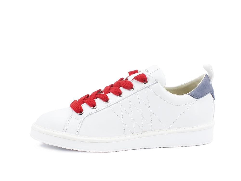 PAN CHIC Low Cut Sneaker Uomo Pelle Nubuk White Denim Red P01M16001LK1 - Sandrini Calzature e Abbigliamento