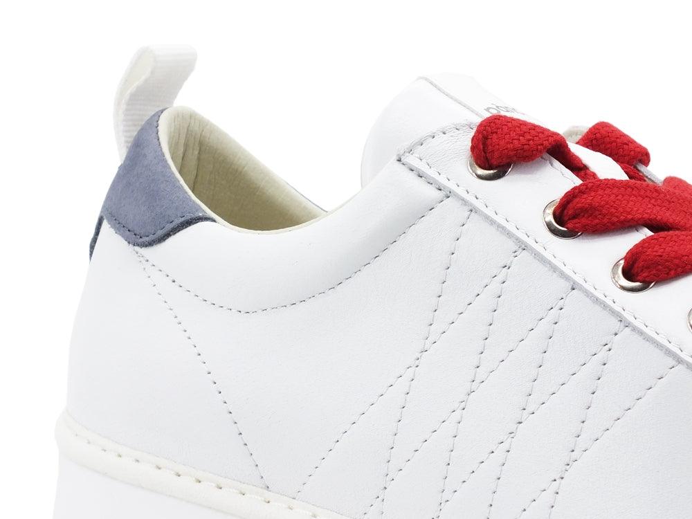 PAN CHIC Low Cut Sneaker Uomo Pelle Nubuk White Denim Red P01M16001LK1 - Sandrini Calzature e Abbigliamento