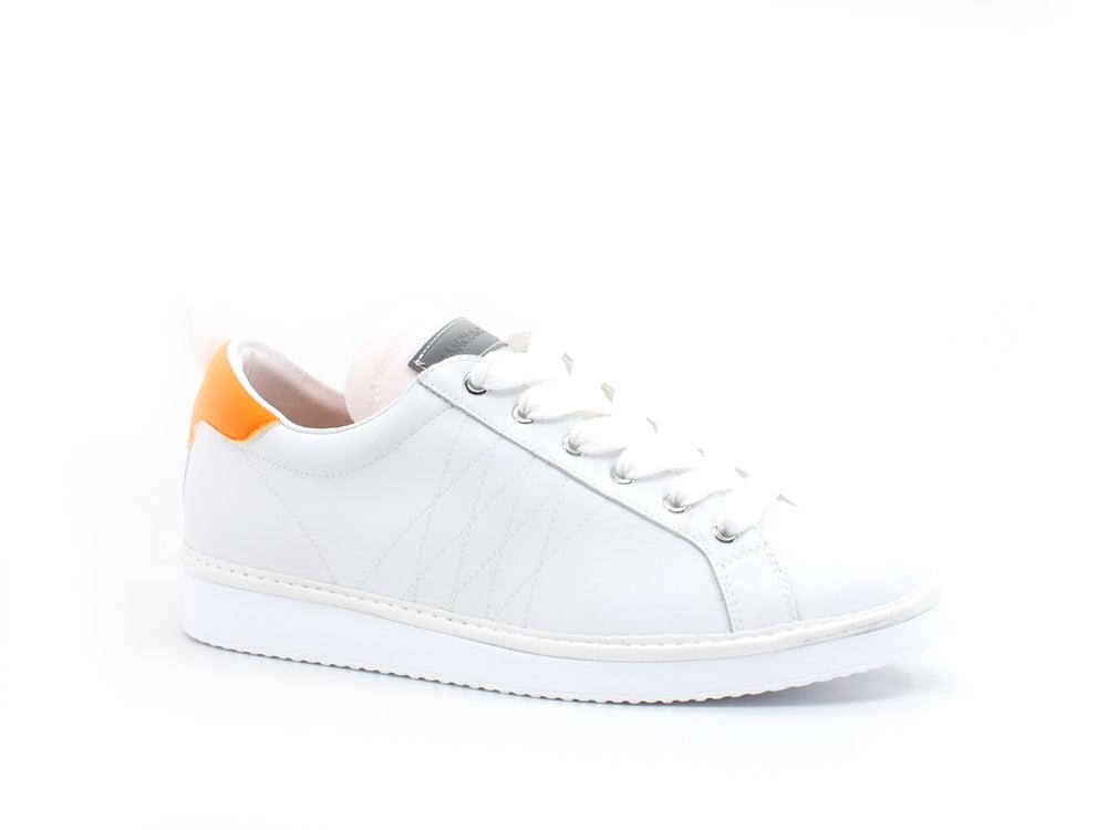 PAN CHIC Sneaker Pelle Lace - Up White Neon Orange P01M220010075 - Sandrini Calzature e Abbigliamento