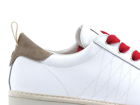 PAN CHIC Sneaker Pelle Lace - Up White Red P01M1600100183 - Sandrini Calzature e Abbigliamento