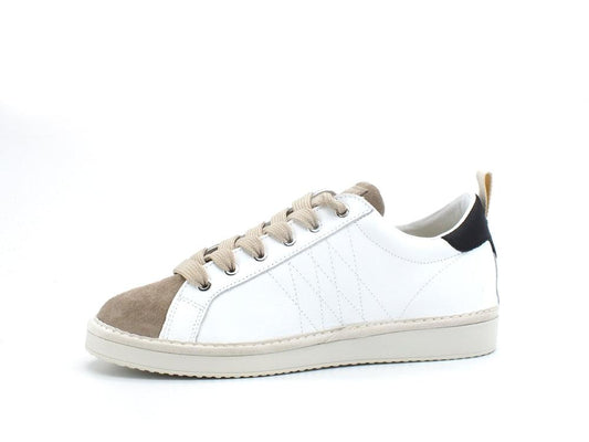PAN CHIC Sneaker Pelle Lace - Up White Taupe P01M1600100201 - Sandrini Calzature e Abbigliamento