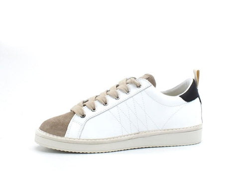 PAN CHIC Sneaker Pelle Lace - Up White Taupe P01M1600100201 - Sandrini Calzature e Abbigliamento