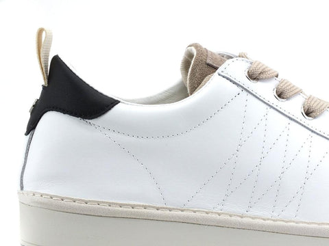 PAN CHIC Sneaker Pelle Lace - Up White Taupe P01M1600100201 - Sandrini Calzature e Abbigliamento