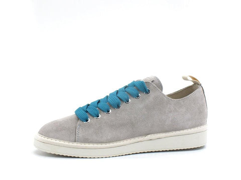 PAN CHIC Sneaker Pelle Suede Lace - Up Silver Sconce Crystal Teal P01M1400100209 - Sandrini Calzature e Abbigliamento