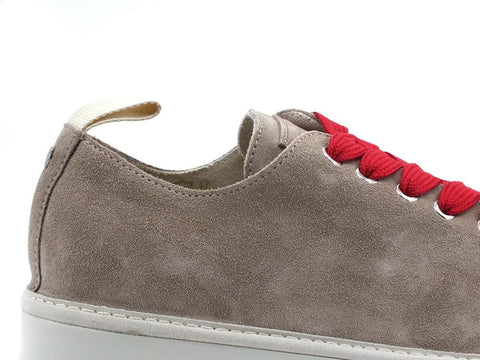 PAN CHIC Sneaker Pelle Suede Lace - Up Taupe Red P01M1400100209 - Sandrini Calzature e Abbigliamento