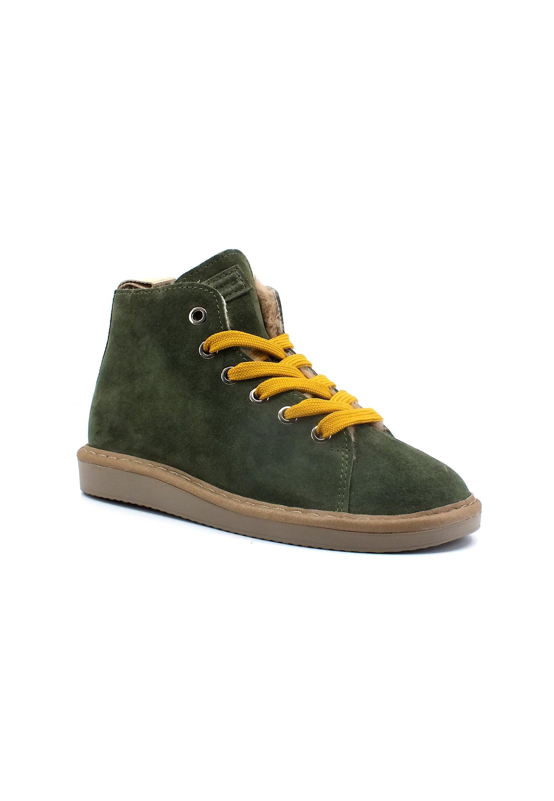 PAN CHIC Stivaletto Pelo Bimbo Military Green Yellow P01K007-00462032 - Sandrini Calzature e Abbigliamento