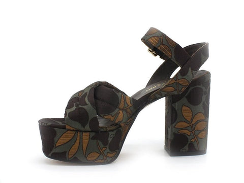 PAOLA FERRI Giselle Sandalo Tacco Plateau Flower Taupe D7407 - Sandrini Calzature e Abbigliamento