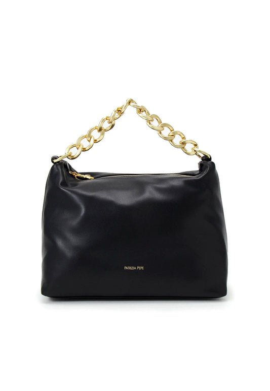 PATRIZIA PEPE Borsa Hobo Black Light Gold 8B0064-E005 - Sandrini Calzature e Abbigliamento