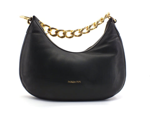PATRIZIA PEPE Borsa Hobo Catena Nero 8B0004L006-K103 - Sandrini Calzature e Abbigliamento