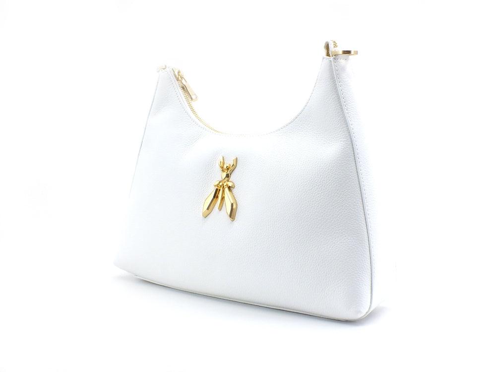 PATRIZIA PEPE Borsa Hobo Logo Ape Bianco 8B0036L001-W146 - Sandrini Calzature e Abbigliamento