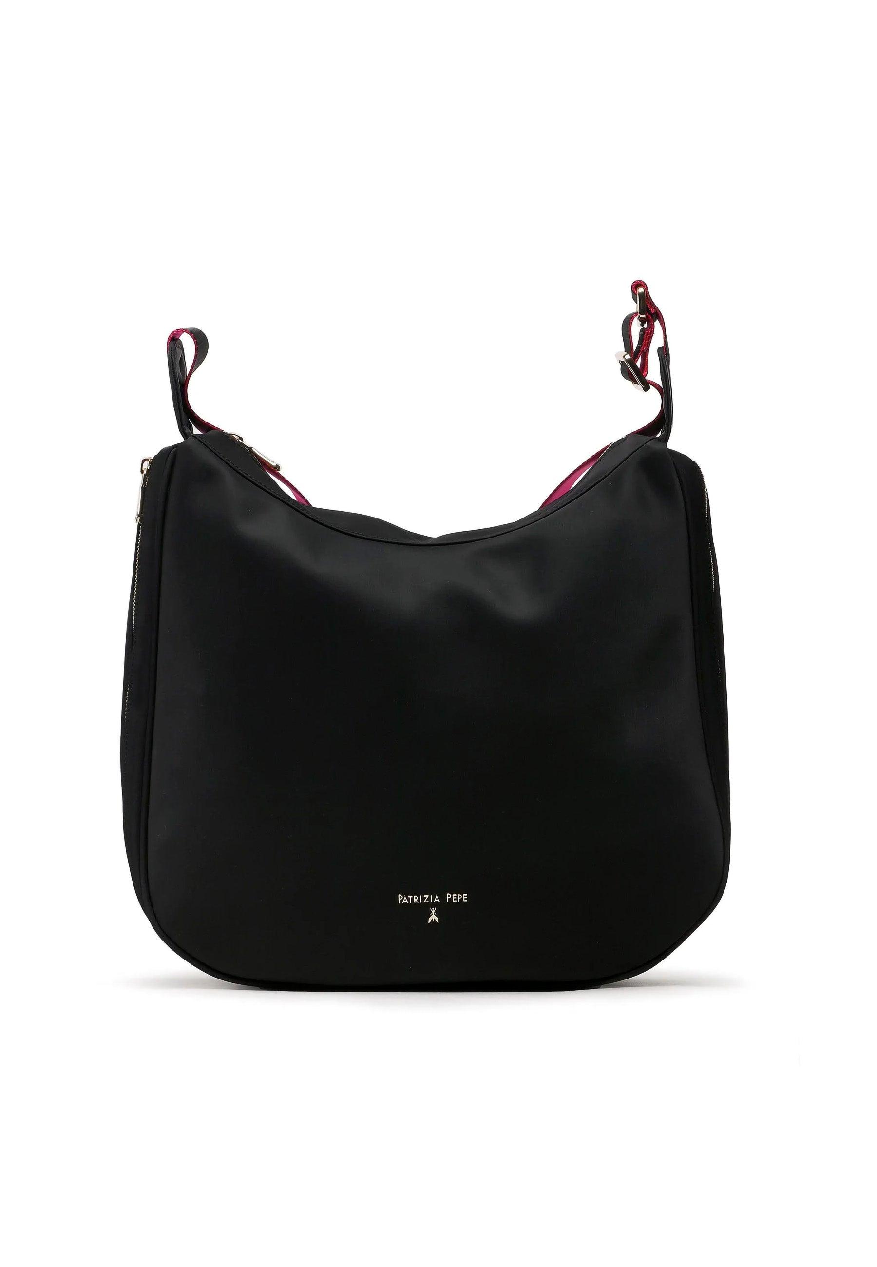 PATRIZIA PEPE Borsa Hobo Nylon Nero 8B0107-A264 - Sandrini Calzature e Abbigliamento