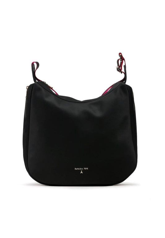 PATRIZIA PEPE Borsa Hobo Nylon Nero 8B0107-A264 - Sandrini Calzature e Abbigliamento
