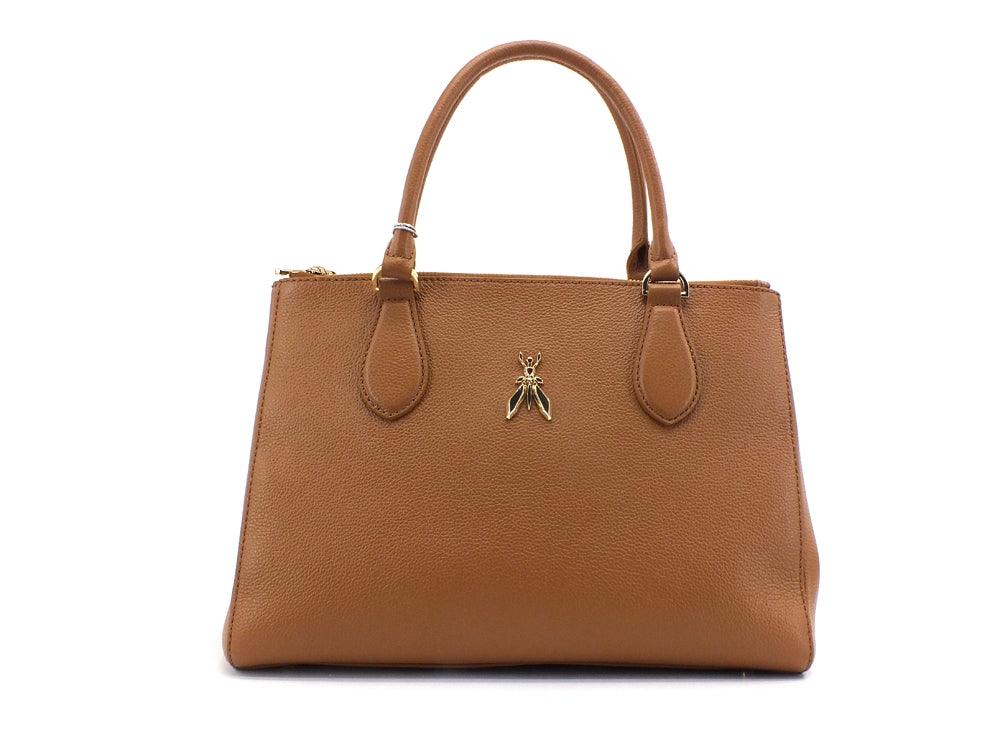 PATRIZIA PEPE Borsa Saddle Pelle Zip Logo Cuoio 2V9941-A4U8 - Sandrini Calzature e Abbigliamento