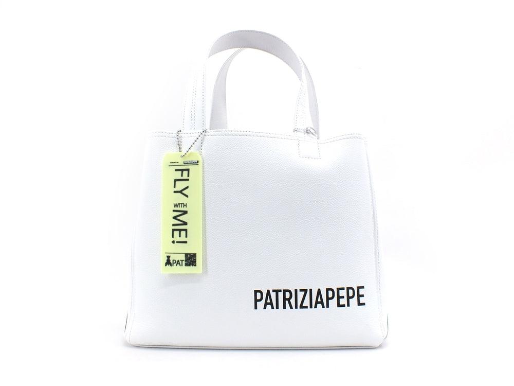 PATRIZIA PEPE Borsa Tote Pelle Fly Me Bianco White 2VA060-A4U8 - Sandrini Calzature e Abbigliamento