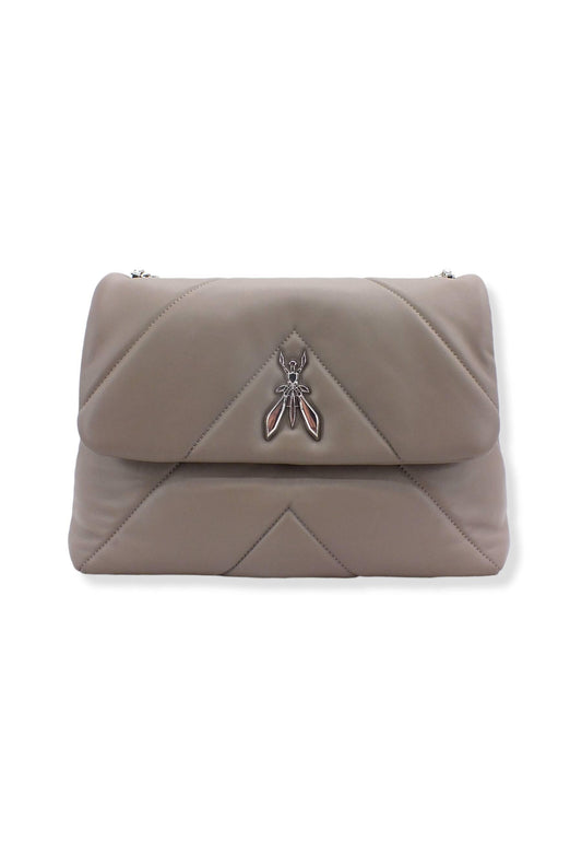 PATRIZIA PEPE Borsa Tracolla Satchel Logo Marrone Dark Tatami CB0302-L006 - Sandrini Calzature e Abbigliamento
