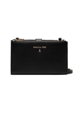 PATRIZIA PEPE Portafoglio Double Zip Tracolla Nero CQ9774-L001 - Sandrini Calzature e Abbigliamento