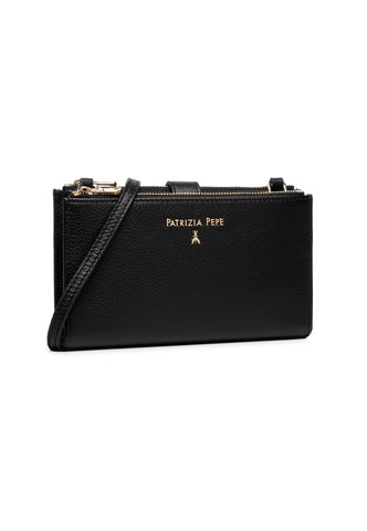 PATRIZIA PEPE Portafoglio Double Zip Tracolla Nero CQ9774-L001 - Sandrini Calzature e Abbigliamento