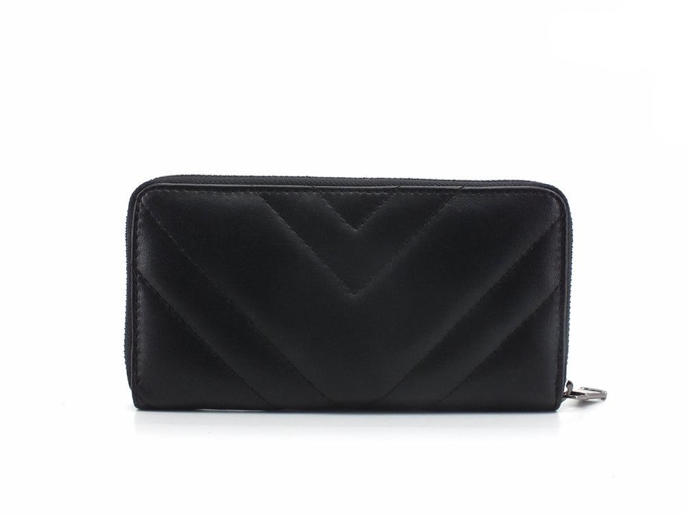 PATRIZIA PEPE Portafoglio Zip Around Logo Black Gun Metal 2VA022-A8K7 - Sandrini Calzature e Abbigliamento
