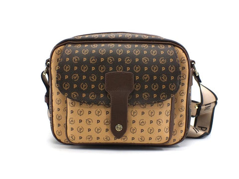 POLLINI Borsa Crossbody Flap Loghi Marrone Crema TE8448PP0AQ5330A - Sandrini Calzature e Abbigliamento