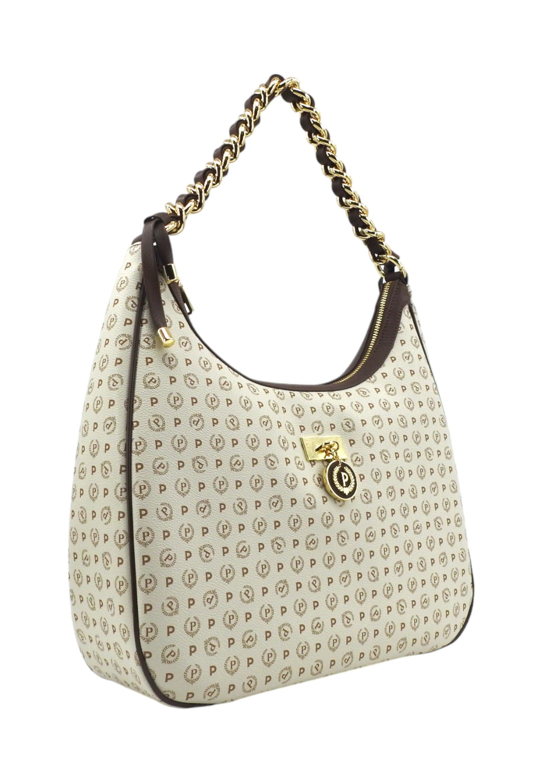 POLLINI Borsa Hobo Donna Avorio Marrone TE8519PP0HQ1110C - Sandrini Calzature e Abbigliamento