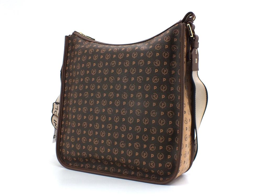 POLLINI Borsa Hobo Loghi Manici Tex Marrone Crema TE8454PP0BQ5330A - Sandrini Calzature e Abbigliamento