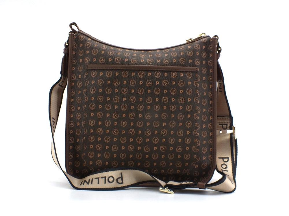 POLLINI Borsa Hobo Loghi Manici Tex Marrone Crema TE8454PP0BQ5330A - Sandrini Calzature e Abbigliamento