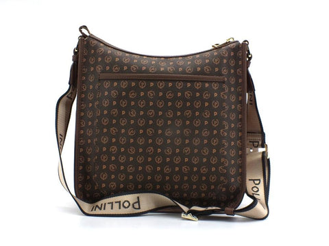POLLINI Borsa Hobo Loghi Manici Tex Marrone Crema TE8454PP0BQ5330A - Sandrini Calzature e Abbigliamento