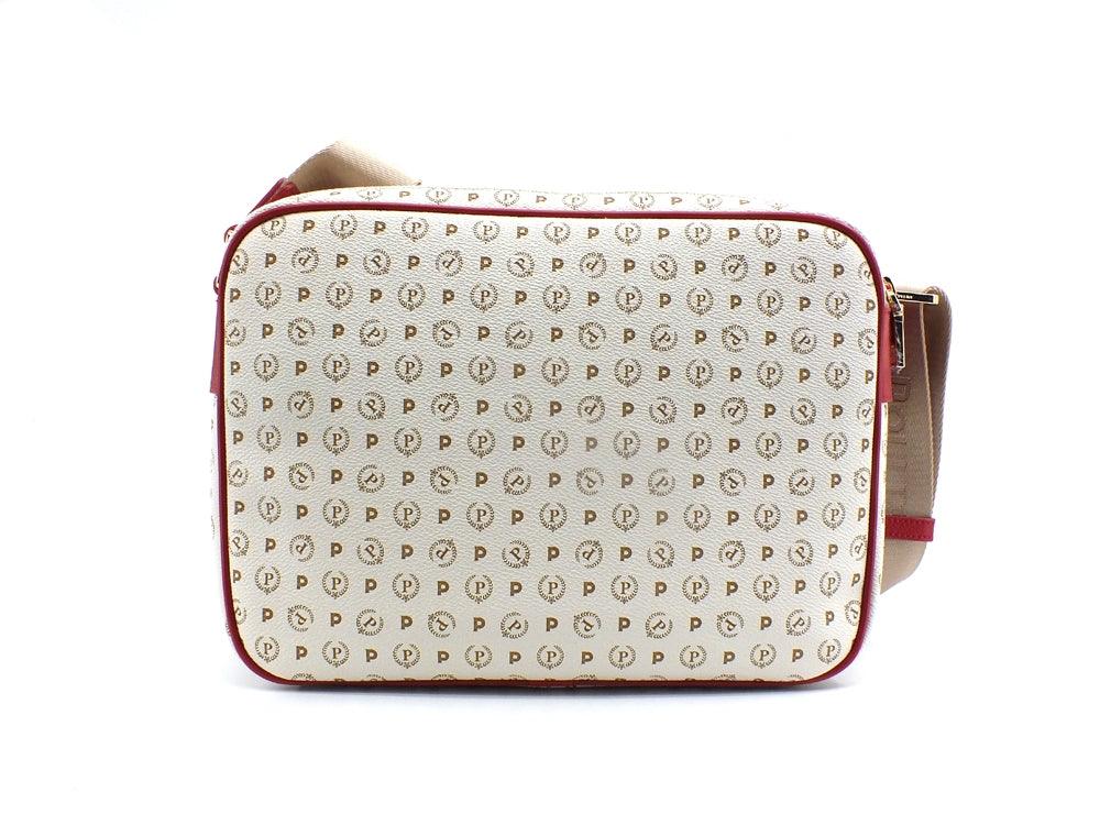 POLLINI Borsa Messenger Triple Zip Avorio Rosso TE8402PP02Q1110B - Sandrini Calzature e Abbigliamento