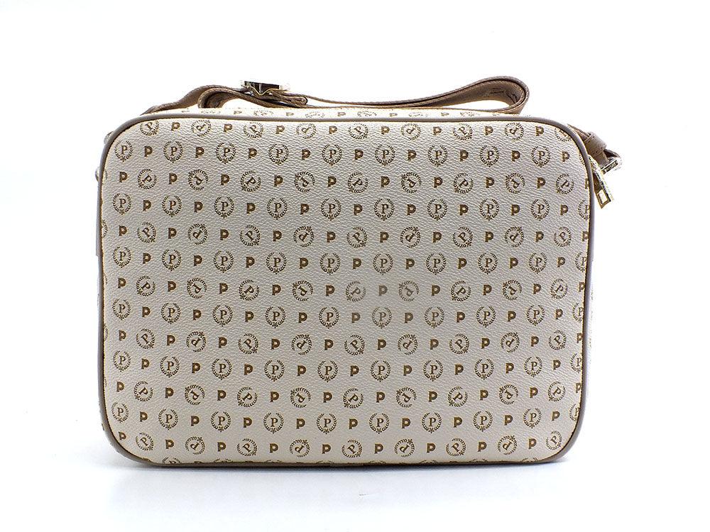 POLLINI Borsa Messenger Triple Zip Loghi Avorio Ghiaccio TE8402PP02Q1110A - Sandrini Calzature e Abbigliamento