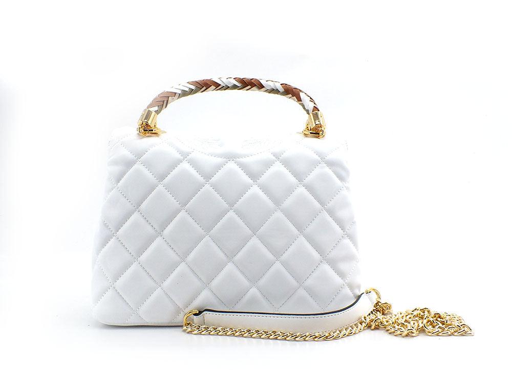 POLLINI Borsa Saddle Flap Logo Gold Bianco SC4556PP0ESB0100 - Sandrini Calzature e Abbigliamento