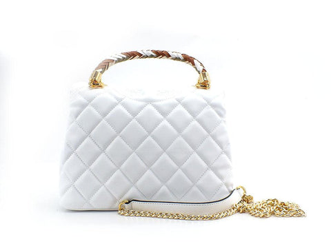 POLLINI Borsa Saddle Flap Logo Gold Bianco SC4556PP0ESB0100 - Sandrini Calzature e Abbigliamento