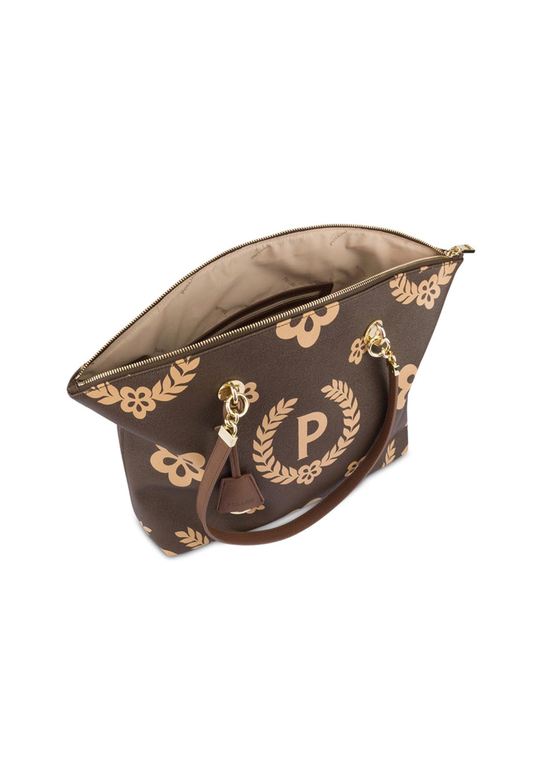 POLLINI Borsa Tote Crema Marrone TE8408PP02Q1E11A - Sandrini Calzature e Abbigliamento