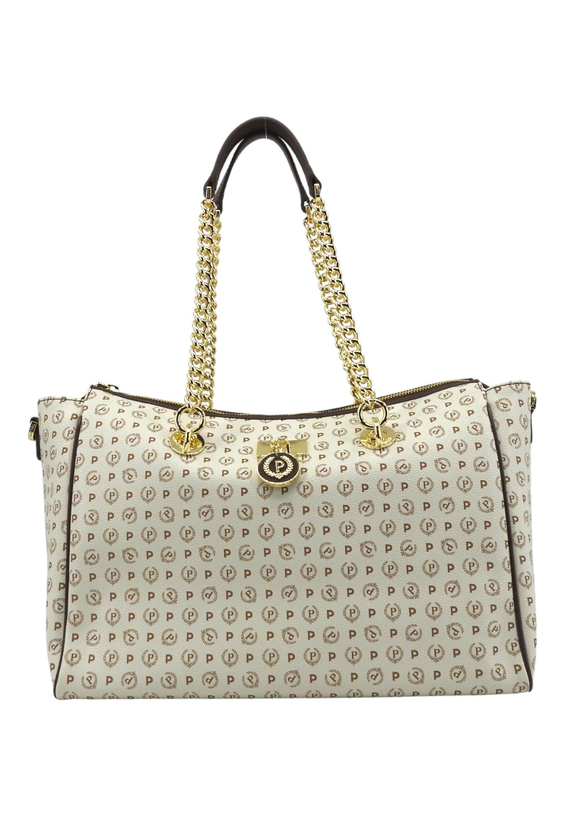 POLLINI Borsa Tote Donna Avorio Marrone TE8518PP0HQ1110C - Sandrini Calzature e Abbigliamento