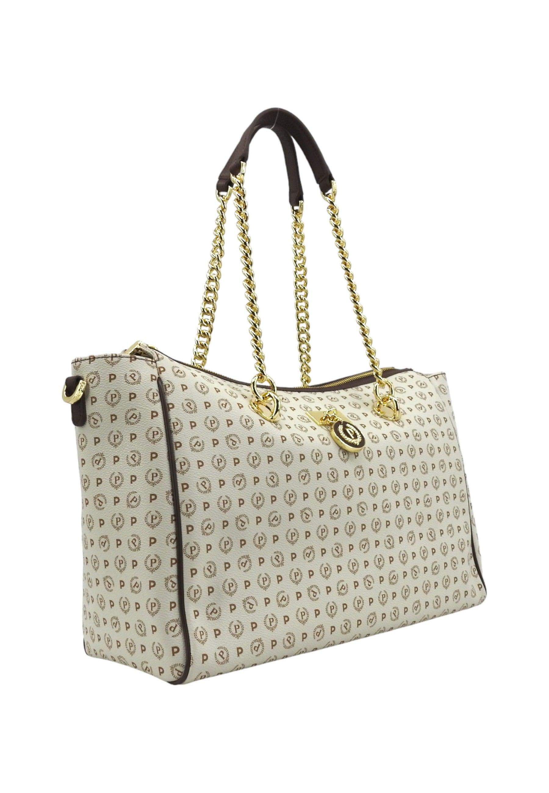 POLLINI Borsa Tote Donna Avorio Marrone TE8518PP0HQ1110C - Sandrini Calzature e Abbigliamento