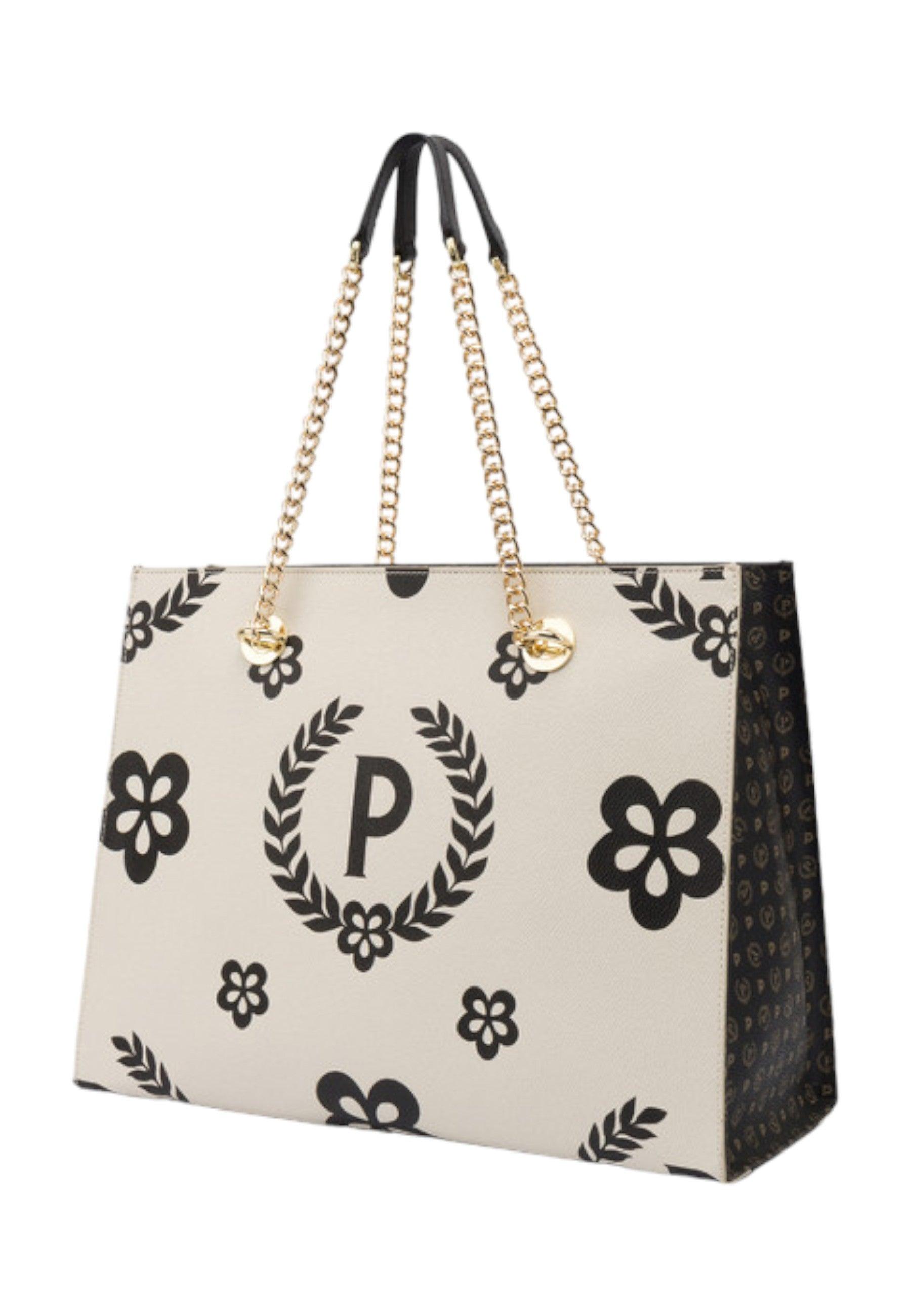 POLLINI Borsa Tote Donna Avorio Nero TE8472PP0DQ1E00C - Sandrini Calzature e Abbigliamento