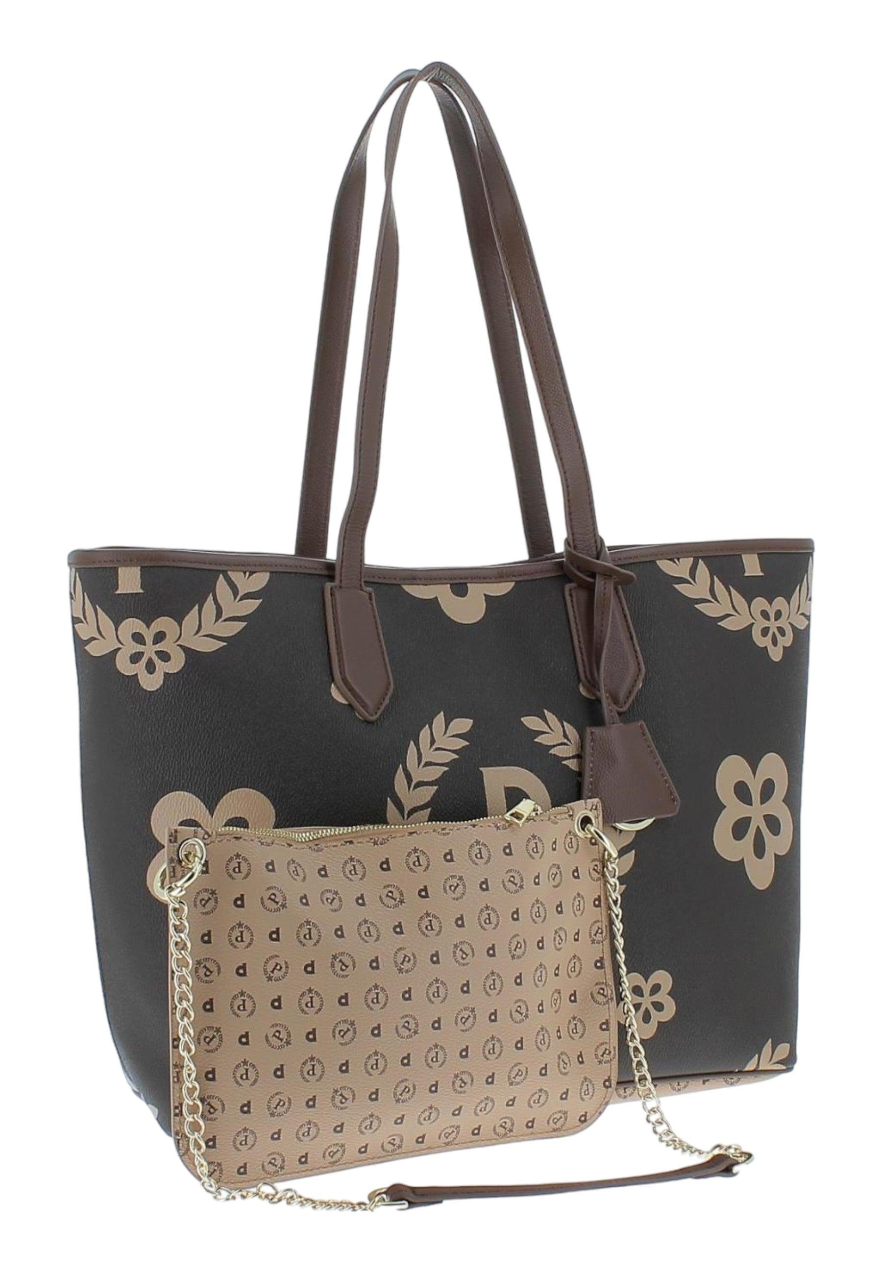 POLLINI Borsa Tote Donna Marrone Crema TE8427PP06Q1E11A - Sandrini Calzature e Abbigliamento