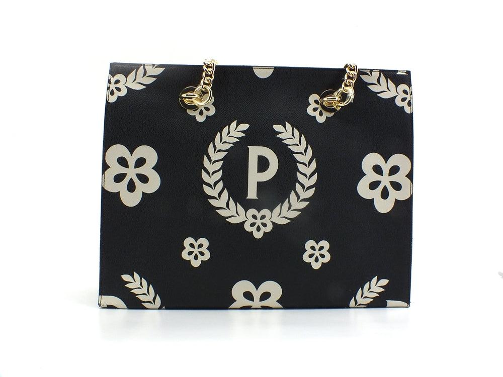POLLINI Borsa Tote Manici Catena Printed Nero TE8472PP0DQ1E00A - Sandrini Calzature e Abbigliamento