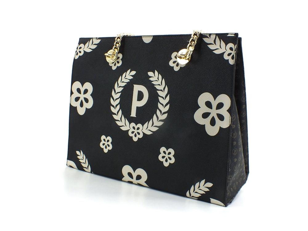 POLLINI Borsa Tote Manici Catena Printed Nero TE8472PP0DQ1E00A - Sandrini Calzature e Abbigliamento