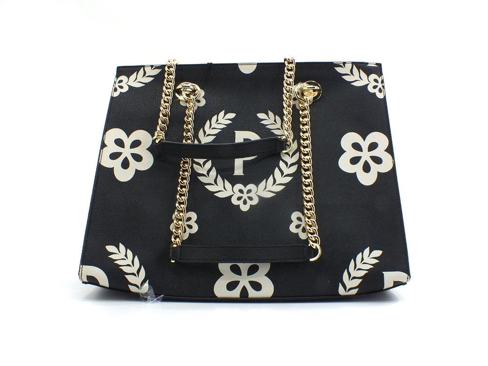 POLLINI Borsa Tote Manici Catena Printed Nero TE8472PP0DQ1E00A - Sandrini Calzature e Abbigliamento