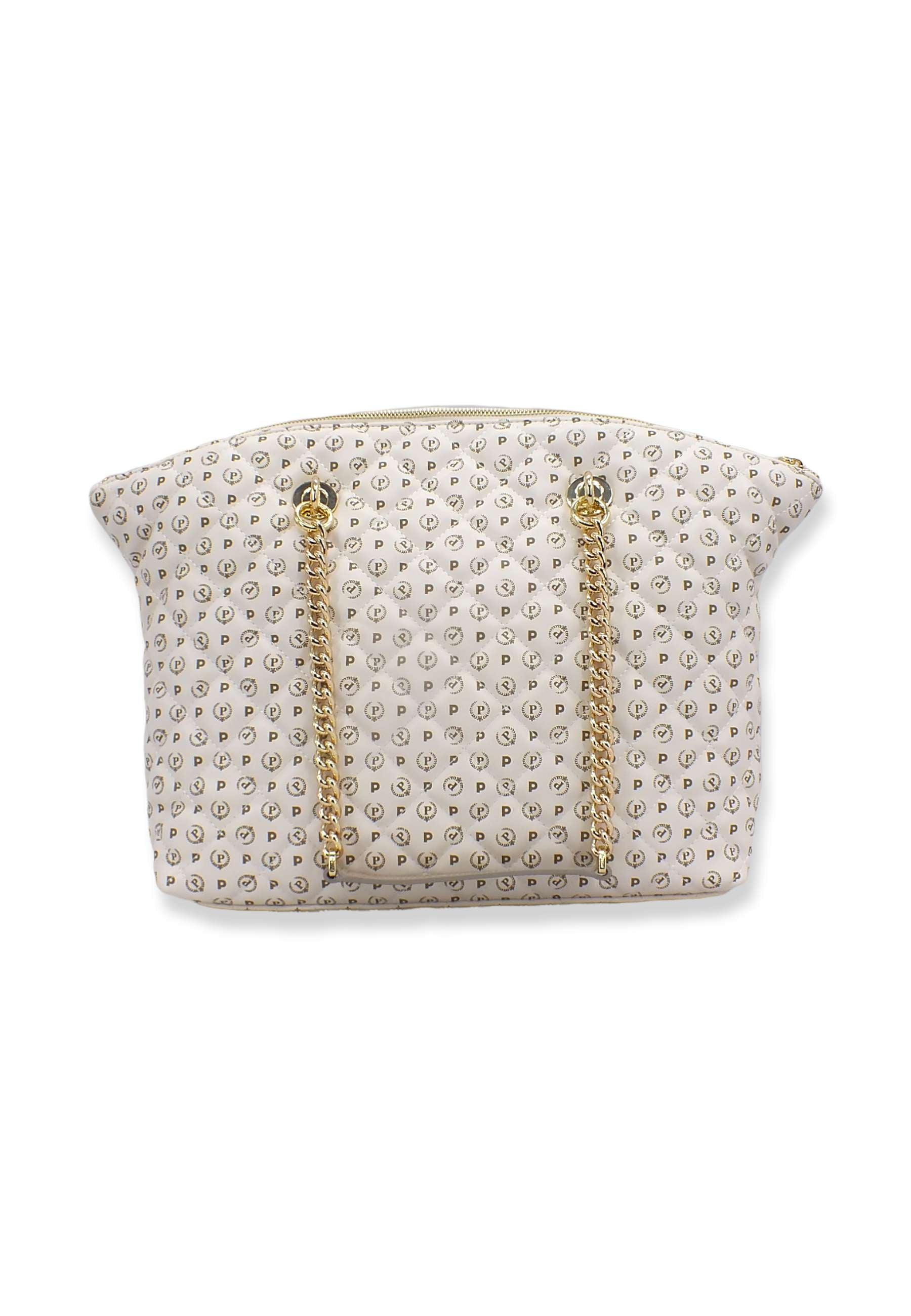 POLLINI Borsa Tote Matelassè Loghi Bianco Avorio TE8408PP02Q2210A - Sandrini Calzature e Abbigliamento