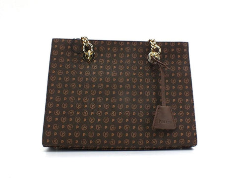 POLLINI Borsa Tote Medium Loghi Marrone Crema TE8406PP02Q5330A - Sandrini Calzature e Abbigliamento