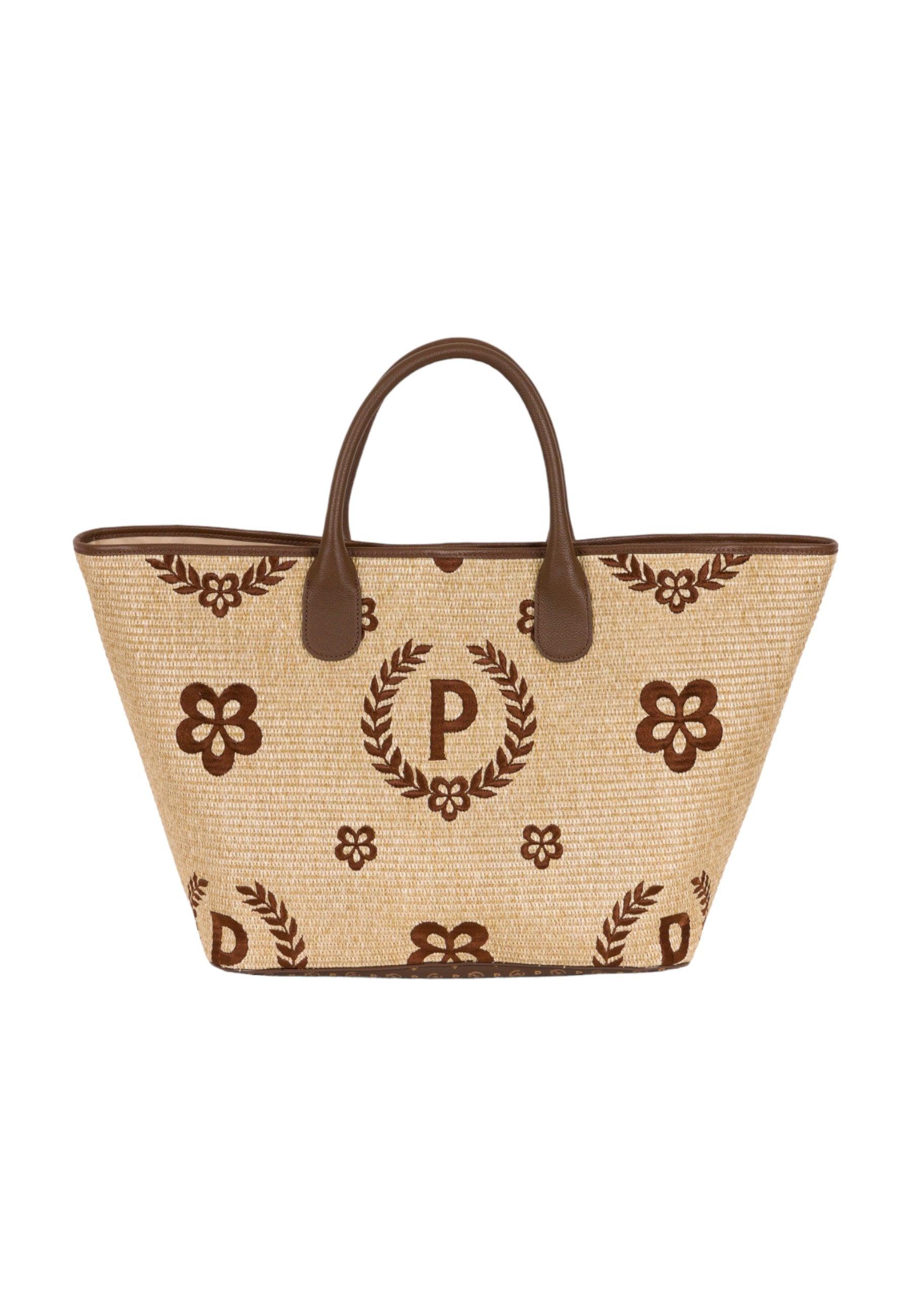 POLLINI Borsa Tote Paglia Donna Natural Testa di Moro TE8480PP0EQ1T10A - Sandrini Calzature e Abbigliamento