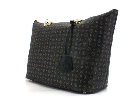POLLINI Borsa Tote Zip Loghi Printed Nero TE8410PP02Q1100A - Sandrini Calzature e Abbigliamento